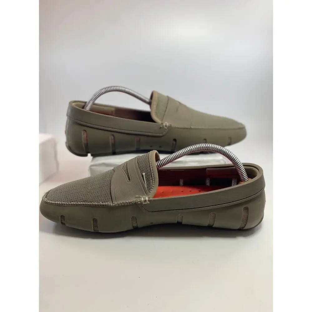 SWIMS Men’s Mesh Penny Loafers Size 9 Khaki Taupe Water Resistant Boat Shoes